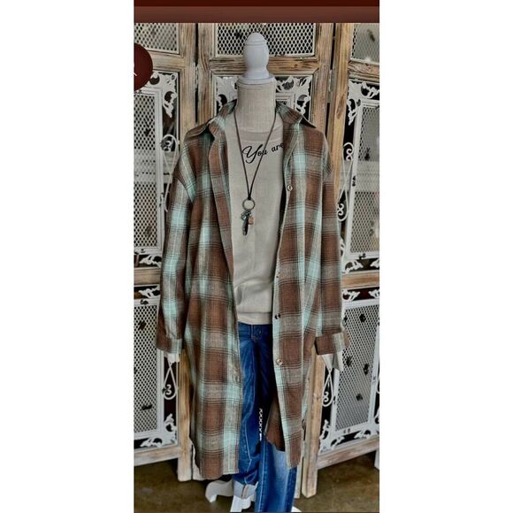 NWT EE: SOME WOMENS LONG FLANNEL SHIRT - Picture 5 of 6